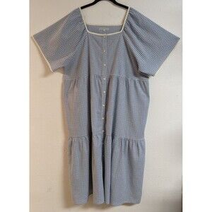 NEW~LOVE OLIVE CO Cotton Light Blue & White Gingham Hanna Dress Size 2XL